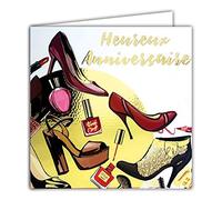 Afie 22043 Carte Carrée Dorée Or Heureux Anniversaire Femme