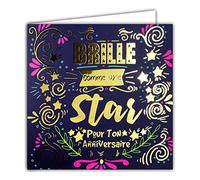 Afie 22063 Carte Carrée Pour ton Anniversaire Brille comme une Star étoiles Or Doré Brillant Texturé Effet Relief