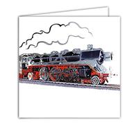 Afie 22115 Carte sans texte intérieur blanc avec Enveloppe Carrée 15x15cm Train Locomotive à Vapeur Argentée Brillante Pour Ferrovipathe Ferroviphile Fan Ferroviaire Chemins de fer -Fabriqué en France