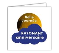 Afie 22213 Carte carrée Rayonnant ANNIVERSAIRE Belle Journée Soleil en Or Doré Brillant avec Enveloppe blanche 15x15cm - Création Édition Impression Fabrication Française - Collection Rêve de mots