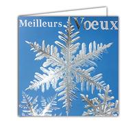 AFIE 23039 Carte Carrée Bonne Année Meilleurs Vœux Flocon Argenté Brillant Fêtes de fin d'année - Avec Enveloppe Blanche