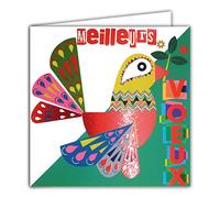 AFIE 23059 Carte Carrée Bonne Année Meilleurs Vœux Brillant Oiseau Colombe Paix Fêtes de fin d'année - Avec Enveloppe Blanche Or