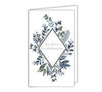 AFIE 24-1021-A Carte Sincères Condoléances Format 16x9,5cm avec Enveloppe Blanche Décès Deuil Couronne Herbe Graminée Fabriqué en France