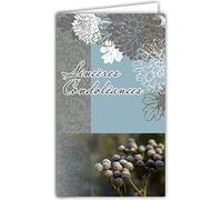 24-1041 Carte Sincères Condoléances Format 16x9,5cm avec Enveloppe Blanche Fleurs Automne Hiver Chrysanthèmes Baies Givrées - Fabriquée en France