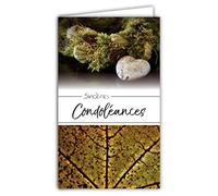 24-1042 Carte Sincères Condoléances Format 16x9,5cm avec Enveloppe Blanche Décès et Deuil - Cérémonie Funéraire - Cœur Pierre Mousse Forêt Feuille Arbre - Fabriquée en France