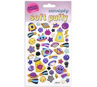 AFIE 2605-0010 Stickers en relief 3D Rebondis Extra-terrestres Fusées Planètes étoiles Autocollants décoratifs Format 11x20,5cm pour Enfants Garçons Filles - Thème Spatial l'Espace Soucoupes volantes