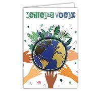 Afie 61-6020 Carte avec Enveloppe et Collage EN RELIEF Planète Terre Continents en or doré brillant Souhaiter une Bonne Année Présenter ses Meilleurs Vœux écologiques Biodiversité Préserver l'eau