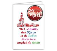 AFIE 61-6128 Carte Vœux Avec 1 Collage JOYEUX NOËL Brillant en Relief 3D +1 Enveloppe Blanche Format 12x17,5cm - Sapin en Paquets Cadeaux - Idée Cadeau étrennes Fêtes Fin d'Année - Fabriqué en France