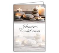 AFIE 64-1046 Carte Sincères Condoléances Bougies Blanches Galets Mer Plage Fond Bois