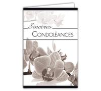 AFIE 64-1048 Carte Sincères Condoléances Fleurs Orchidées Blanches Gris Noir Deuil décès