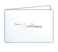AFIE 64-1065 Carte Sincères Condoléances avec Enveloppe Blanche - Argenté Brillant sur Fond Blanc - Décès et Deuil - Format Fermé 17x11,5 cm - Fabriquée en France