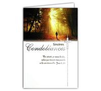 AFIE 64-1067 Carte Sincères Condoléances avec Enveloppe Blanche - Décès et Deuil - Texte Argenté Qui Brille Croix Chrétienne Catholique - Fabriquée en France