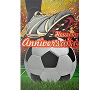AFIE 65-1265 Carte Heureux Anniversaire Or Doré Foot Football Footballeur Sport Pied Crampons Ballon rond Gazon Terrain Stade Fête Fabriqué en France Supporter Supportrice du Championnat d'Europe