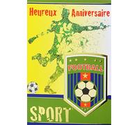 AFIE 65-1267 Carte Heureux Anniversaire en Or Doré avec Enveloppe Foot Football Footballeur Sport Ballon rond blason maillot étoiles champion coupe Fabriqué en France Championnat d'Europe