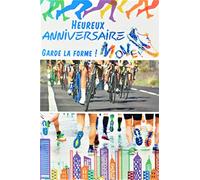 AFIE 65-1271 Carte Heureux Anniversaire Bleu Brillant Multi Sports Forme Physique Course à pied Marahton Basket Chaussure Vélo de route Cyclisme Ville Fabriqué en France