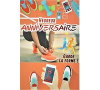 AFIE 65-1272 Carte Heureux Anniversaire Rouge Brillant Multi Sports Femme Forme Physique Course à pied Basket Chaussure Fitness Musculation Musique Fabriqué en France