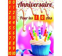 Afie 65-1277 Carte Bon Anniversaire pour tes ?? Ans - Tirettes âges de 1 à 110 ans - Texte Or Doré Brillant - Gâteau Cupcake avec bougies allumée