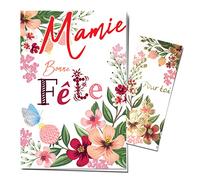 AFIE 65-1324 Carte avec Marque-Page en Or Doré Brillant Pour Toi Mamie Bonne Fête Grand-Mère Mémé Bonne Maman Mars Printemps - Enveloppe Incluse - Fabriqué en France