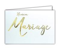 68-1214 Carte Heureux Mariage en Or Doré Brillant Sur Fond Blanc - Livrée avec Enveloppe - Format Carte Fermée 17x11,5cm - Félicitations - Couple - Fabriquée en France