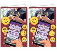 AFIE 68-1321 Carte Vive Saint Nicolas Bonne Fête 6 décembre Smileys émoticônes Smartphone Tchat en ligne Réseaux Sociaux Garçon Enfant Adolescent Ami Copain - Avec Enveloppe Blanche Format 12x17,5cm