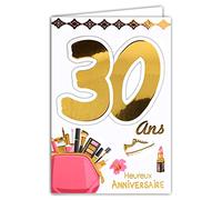 Afie 69-2129 Carte Anniversaire 30 ans Femme - Belle Féminine Beauté Maquillage Mode
