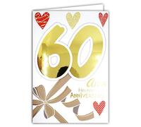 Afie 69-2138 Carte Anniversaire 60 ans Femme - Nœud Ruban Cadeau Cœurs