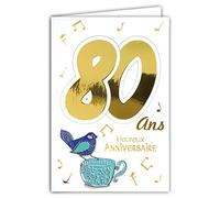 Afie 69-2142 Carte Anniversaire 80 ans Homme Femme - Musique Sonophone