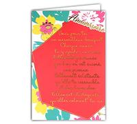 Afie 69-3025 Carte ANNIVERSAIRE avec un grand texte mots en dorure OR doré qui brille ; Livrée avec enveloppe couleur assortie ; Format Carte fermée 11,5x17cm ; Fabriqué en France