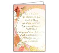 AFIE 69-3037 Carte pour ma MAMAN mère avec un grand texte mots en dorure OR doré qui brille ; Livrée avec enveloppe couleur assortie ; Format Carte fermée 11,5x17cm ; Fabriqué en France