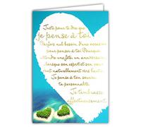 Afie 69-3043 Carte Sentiments JE PENSE À TOI mots en dorure OR doré qui brille ; Livrée avec enveloppe couleur assortie ; Format Carte fermée 11,5x17cm ; Fabriqué en France