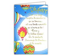 AFIE 69-3056 Carte DÉPART grand texte mots en dorure OR doré qui brille ; Livrée avec enveloppe couleur assortie ; Format Carte fermée 11,5x17cm ; Fabriqué en France