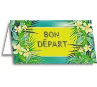 AFIE 69-4220 Carte Départ Retraite Paillettes Lys Floral Frais Feuille Palmier Nature Exotique Tropical Au Revoir Félicitation Départ Bonheur Vœux Tendance Brillant Brille Scintillant