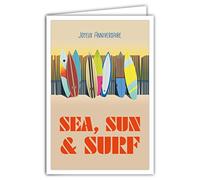AFIE 69-4303 Carte Joyeux Anniversaire - Enveloppe - Mini Posters Format 17x11,5cm - Planches de Surf Sport Glisse Mer Soleil Spot Plage Sable Rétro Vintage - Fabriquée en France