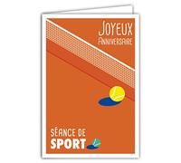 AFIE 69-4317 Carte Joyeux Anniversaire avec Enveloppe - Fan de Tennis - Mini Posters Format 17x11,5cm - Séance de Sport Balle Filet Joueur Joueuse Supporter Rétro Vintage - Fabriquée en France