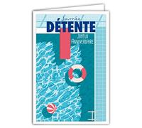 AFIE 69-4318 Carte Joyeux Anniversaire avec Enveloppe - Mini Posters Format 17x11,5cm - Journée Détente Ballon Plongeoir Bouée Piscine Natation Rétro Vintage - Fabriquée en France