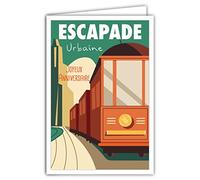 AFIE 69-4328 Carte Joyeux Anniversaire avec Enveloppe - Mini Posters Format 17x11,5cm - Escapade Urbaine Citadine Tramways Ville Capitale Voyage Roadtrip Rétro Vintage - Fabriquée en France