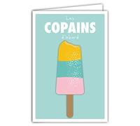 AFIE 69-4338 Carte Postale Les Copains d'Abord - Enveloppe - Invitation Goûter ou Bon Anniversaire - Mini Posters Format 17x11,5cm - Bâtonnet Glace Polo Rétro Vintage - Fabriquée en France