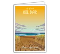 AFIE 69-4362 Carte Heureux Anniversaire avec Enveloppe - Mini Poster Format 17x11,5cm Style Rétro Vintage - Un grand bol d'air Mer Océan Sable Plage Dunes Ganivelles - Fabriquée en France