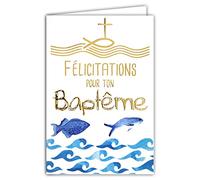 AFIE 69-5014 Carte de vœux Félicitations pour ton Baptême Parrain Marraine Filleul Filleule