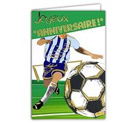 AFIE 69-5019 Carte Joyeux Anniversaire Foot Football Footballeur Ballon Rond Idée Cadeau pour Supporter Supportrice du Championnat d'Europe