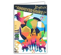 AFIE 69-5020 Carte Joyeux Anniversaire Foot Football Footballeur Ballon Rond Coupe Champion Idée Cadeau pour Supporter Supportrice du Championnat d'Europe
