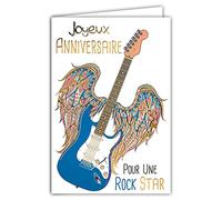 Afie 69-5043 Carte Joyeux Anniversaire Rock Star Guitare Electrique Musique