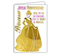 Afie 69-5049 Carte Joyeux Anniversaire Princesse Rêve ta vie en couleurs c'est le secret du Bonheur Citation