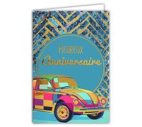AFIE 69-5066 Carte Heureux Anniversaire Voiture Auto Chevrons