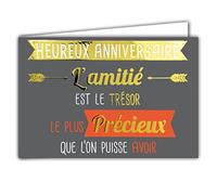 Afie 69-5082 Carte horizontale Heureux Anniversaire L'amitié est le trésor le plus précieux que l'on puisse avoir