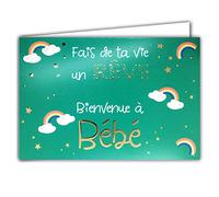 Afie 69-5126 Carte Bienvenue à Bébé Fais de ta vie un rêve étoiles en or doré brillant ; Livrée avec enveloppe ; Format Carte fermée 17x11,5cm