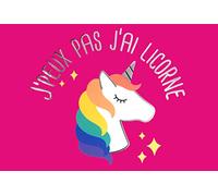 Afie 69-5137 Carte ARGENTÉE Brillante et Rose pour Fille - J'peux pas j'ai LICORNE Poney Crinière Arc-en-ciel - Format fermé horizontal 17x11,5cm - Avec Enveloppe Blanche Incluse - Fabriqué en France
