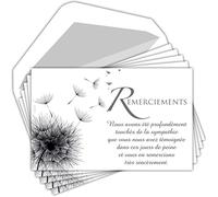 AFIE C5250 Lot 5 Cartes Remerciements Condoléances +5 Enveloppes Blanches Format 9x14cm Texte Sympathie témoignée Peine Deuil Décès Obsèques Enterrement Fleur Graines Vent Fabriqué en France Pochette