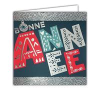 AFIE Carte Carrée Bonne Année Meilleurs Vœux Lettres Argentées Brillantes avec Enveloppe Blanche Style Scandinave Nordique Fêtes de fin d'année Nouvel An étrennes Offrir Billet Chèque Cadeau 23058