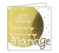 Afie Carte Carrée Dorée Or Félicitations pour votre Mariage